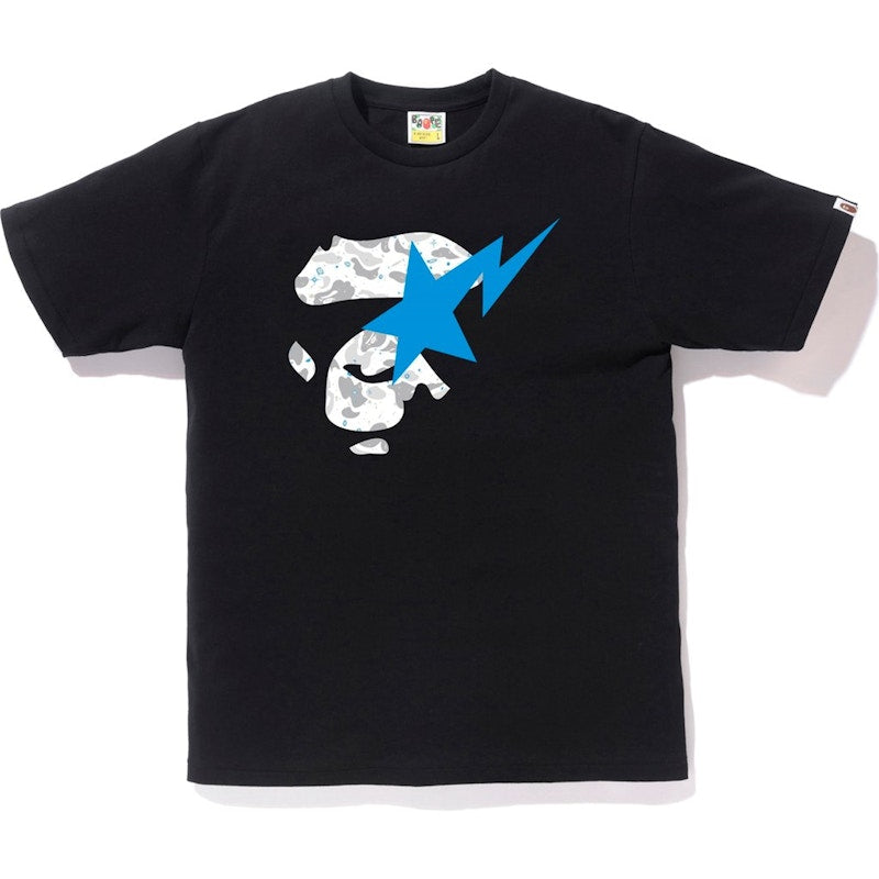 BAPE Space Camo Ape Face on Bapesta Tee Black