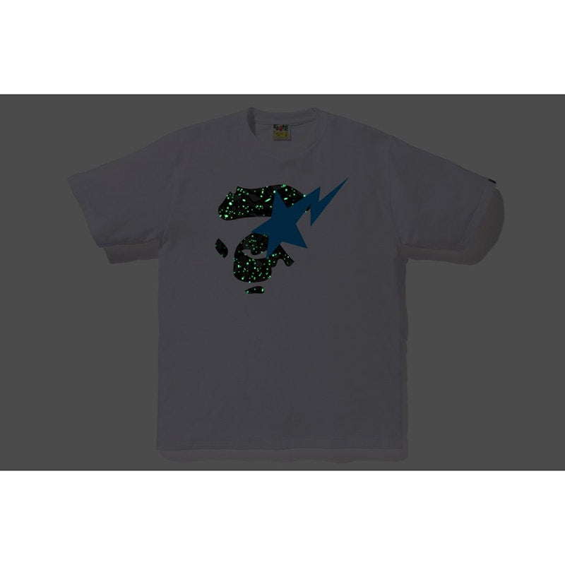 BAPE Space Camo Ape Face on Bapesta Tee White