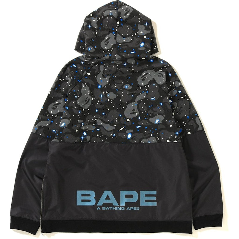 BAPE Space Camo Wide Side Zip Pullover Hoodie Black