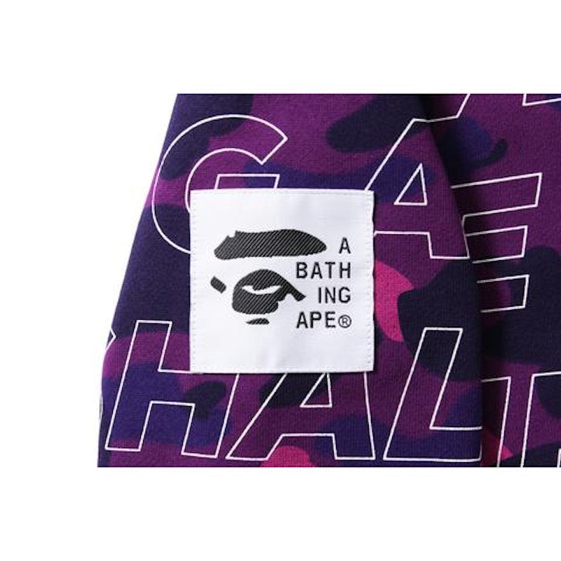 BAPE Text Color Camo Full Zip Hoodie L Purple