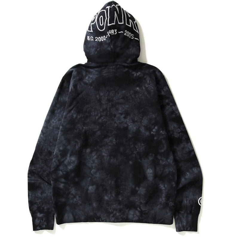 BAPE Tie Dye Shark Wide Full Zip Hoodie Black