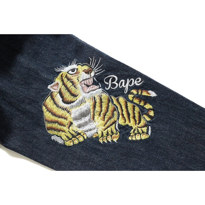 BAPE Tiger Embrodery Wide Denim Jacket Indigo