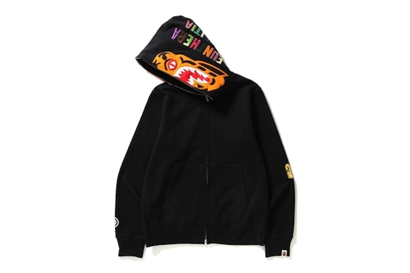 BAPE Tiger Full Zip Color Embroidery Hoodie Black