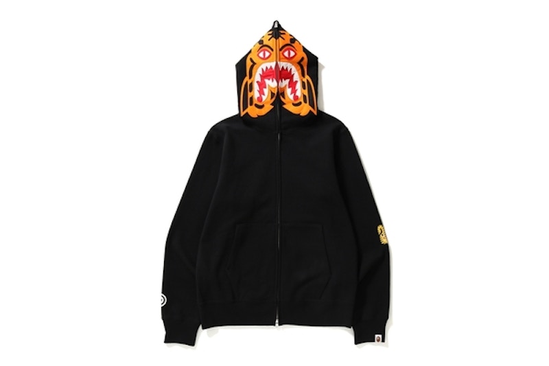 BAPE Tiger Full Zip Color Embroidery Hoodie Black