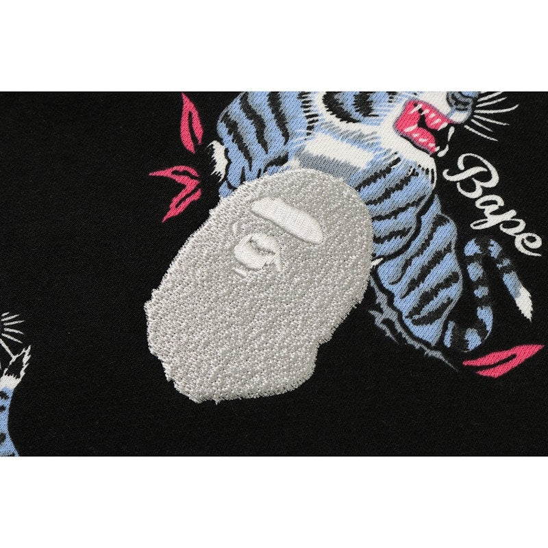 BAPE Tiger Pattern Crewneck Black