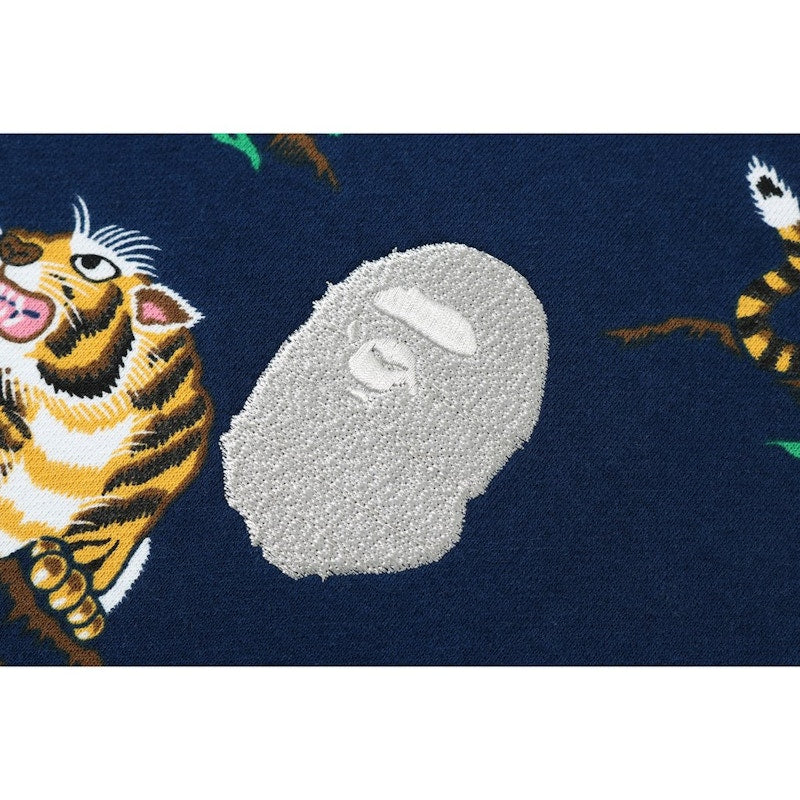 BAPE Tiger Pattern Crewneck Navy