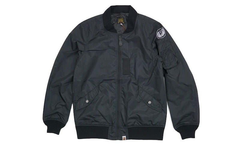 BAPE Twinsta Lightweight Windbreaker MA1 Bomber Jacket Black
