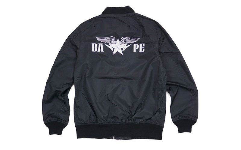 BAPE Twinsta Lightweight Windbreaker MA1 Bomber Jacket Black