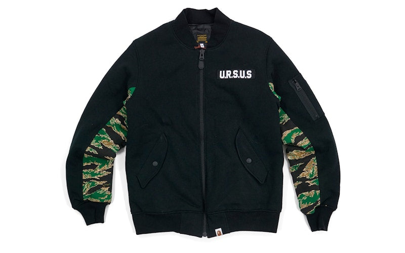 BAPE Ursus Tiger Camo Accent Sweat MA1 Jacket Black