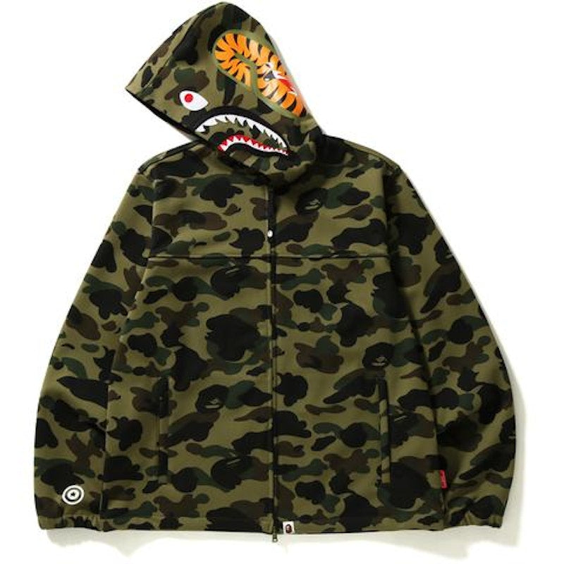 BAPE Windstopper 1st Camo Shark Hoodie Jacket Jacket Green