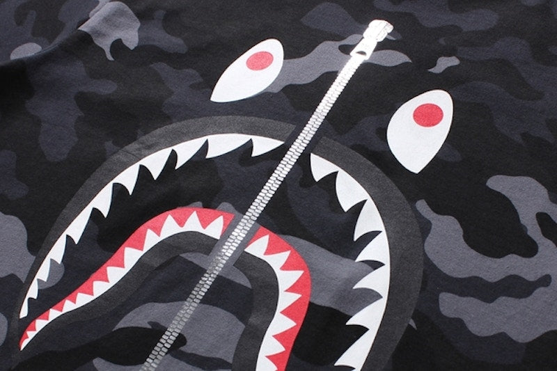 BAPE Woodland Camo Shark Tee Black
