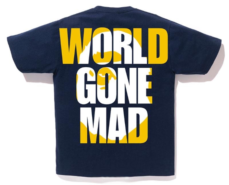 BAPE World Gone Mad Overlap Tee Navy