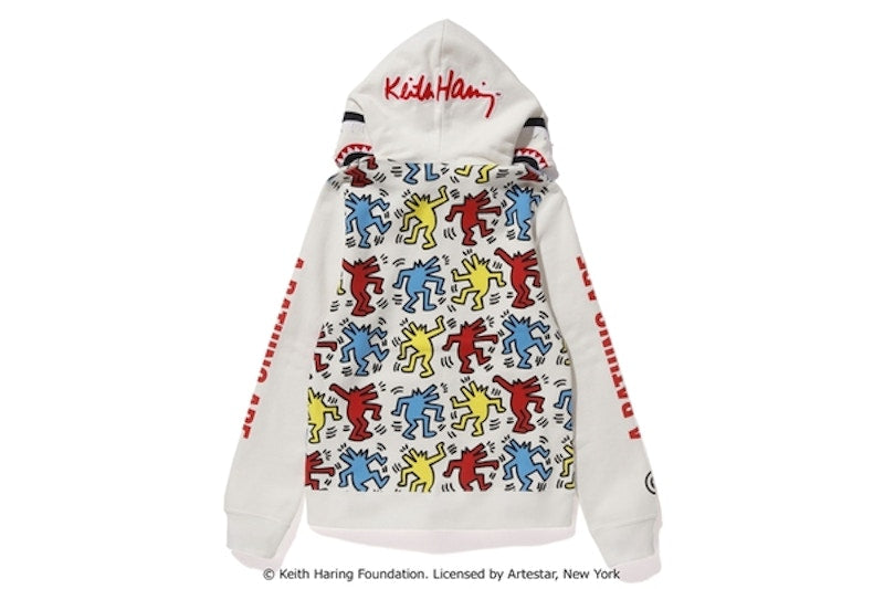 BAPE X Keith Haring Shark Full Zip Hoodie 2 (Ladies) White