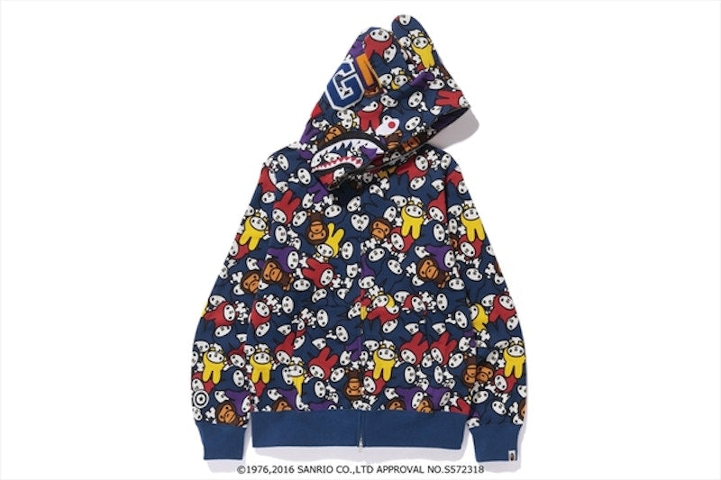 BAPE X My Melodyshark Full Zip Hoodie Multicolor