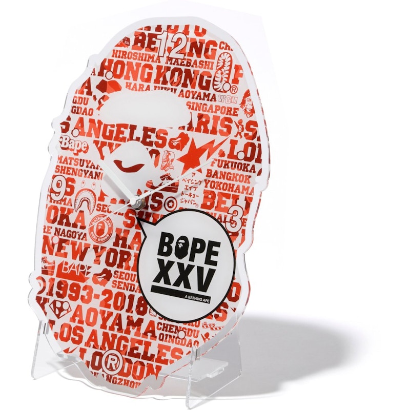 BAPE XXV Ape Head Clock Red