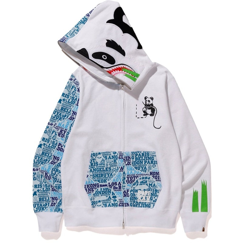 BAPE XXV Cities Camo Panda Full Zip Hoodie White/Blue