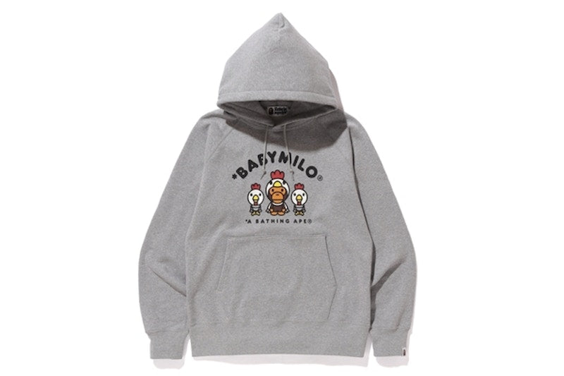 BAPE Year of Rooster Milo Pullover Hoodie Gray