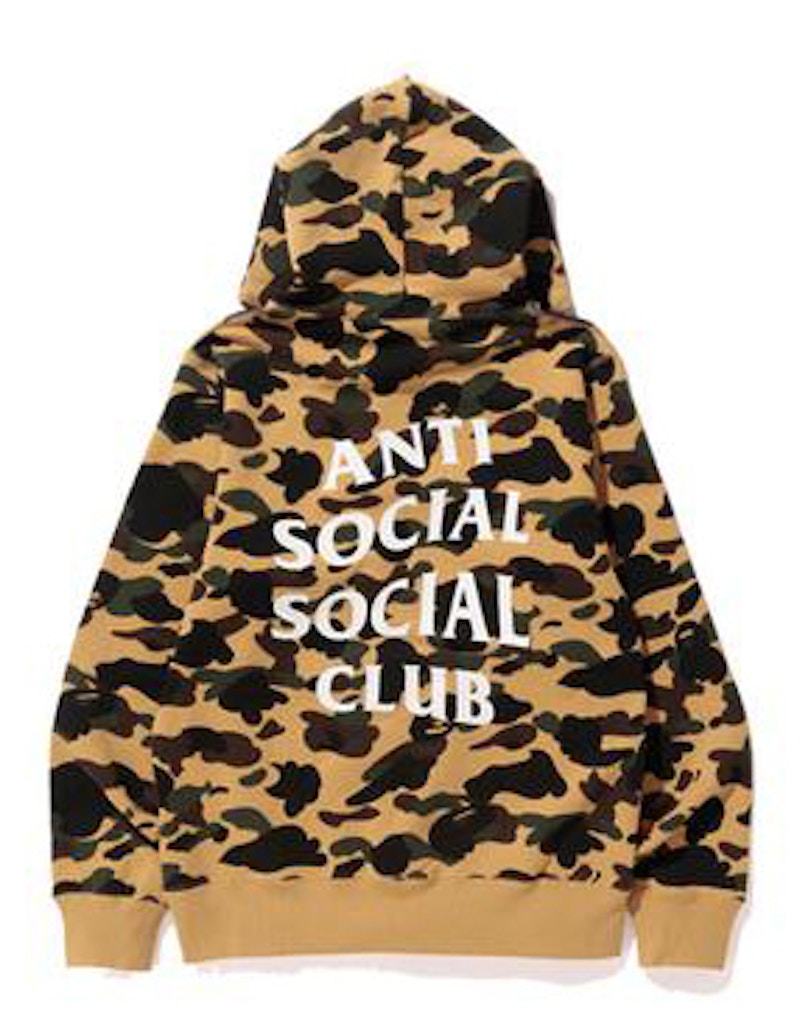 BAPE x Anti Social Social Club 1st Camo Pullover Hoodie (FW19) Yellow Camo