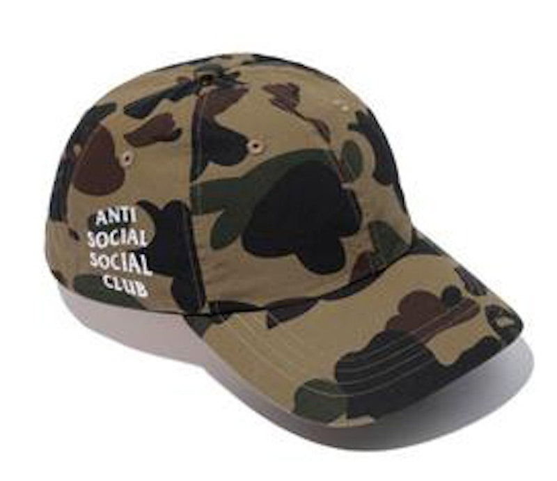 BAPE x Anti Social Social Club 1st Camo Strapback Hat (FW19) Green Camo