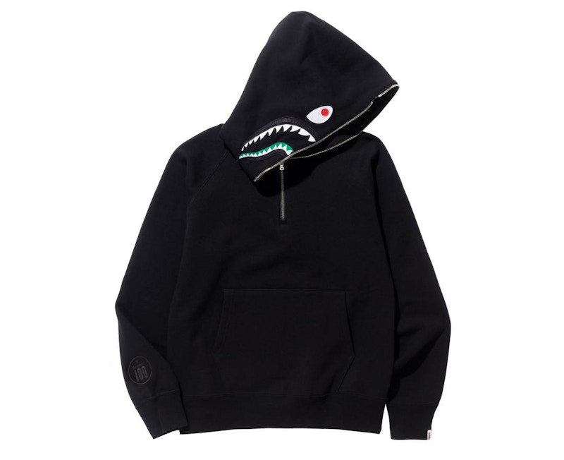 BAPE x Heineken 100 Half Zip Shark Hoodie Black