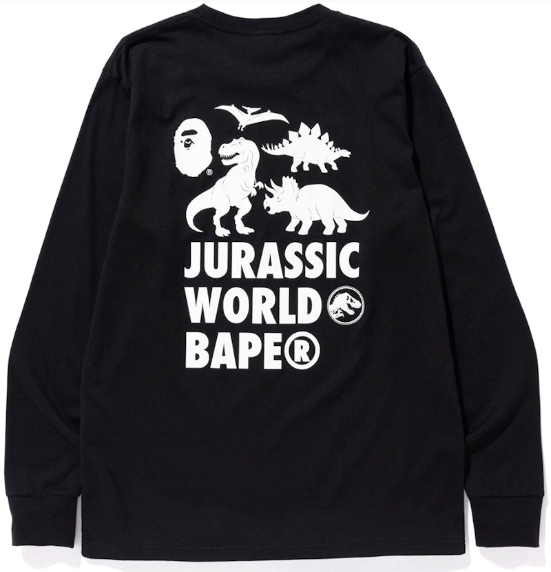 BAPE x Jurassic World Warning Long Sleeve Tee Black