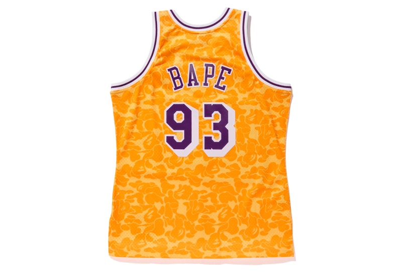 BAPE x Mitchell & Ness Lakers ABC Basketball Swingman Jersey Yellow