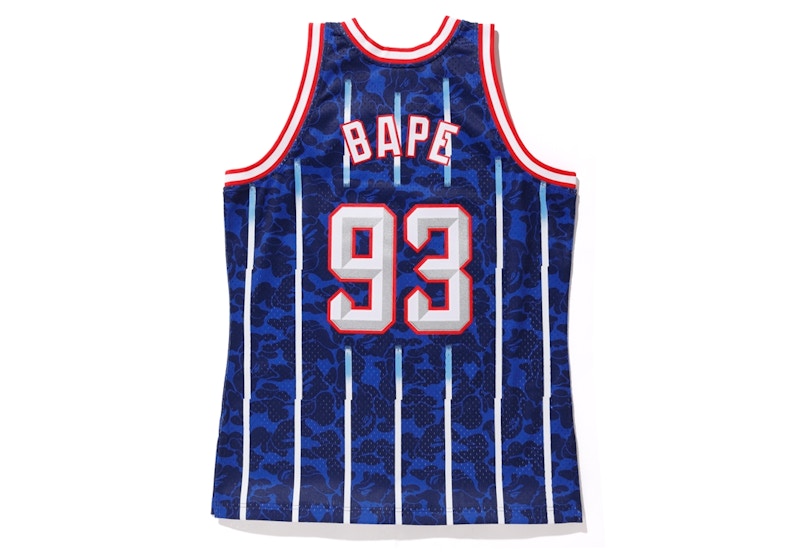 BAPE x Mitchell & Ness Rockets ABC Basketball Swingman Jersey Navy