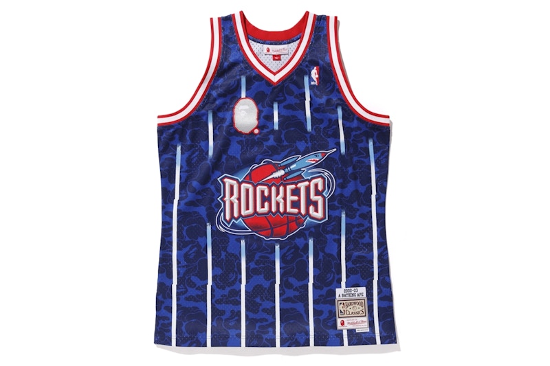 BAPE x Mitchell & Ness Rockets ABC Basketball Swingman Jersey Navy