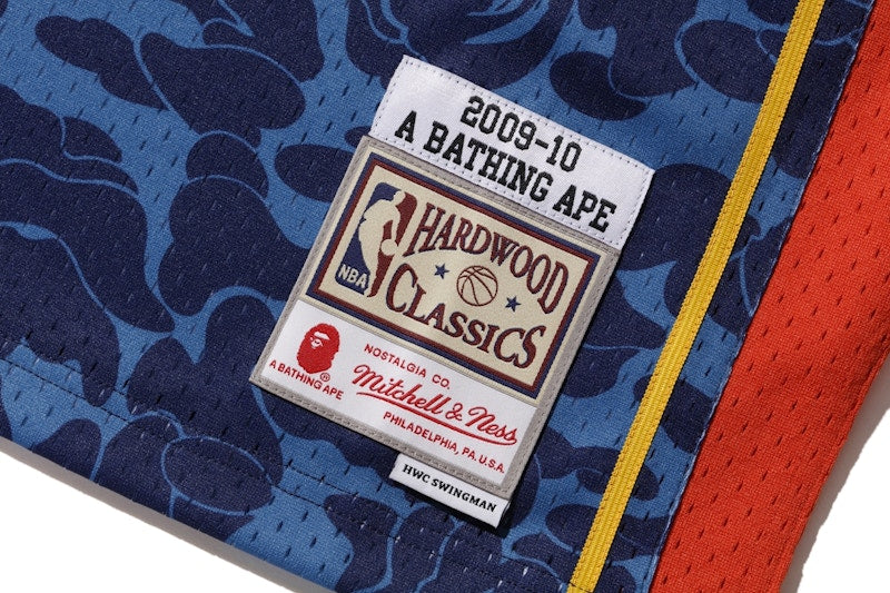 BAPE x Mitchell & Ness Warriors ABC Basketball Swingman Jersey Navy