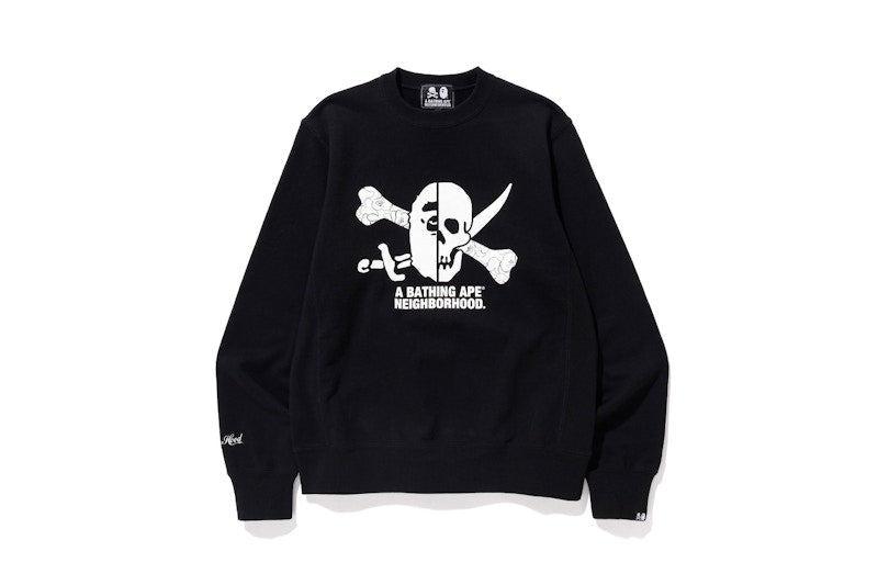 BAPE x Neighborhood Ape & Skull Crewneck Black