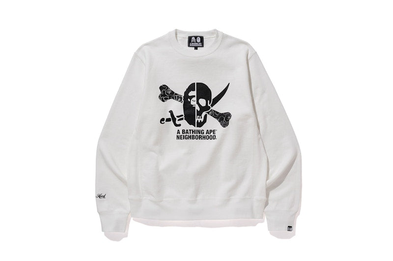 BAPE x Neighborhood Ape & Skull Crewneck White