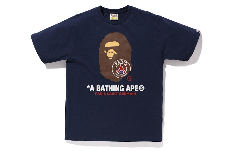 BAPE x PSG Ape Head Tee Navy
