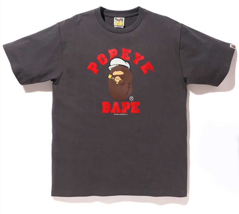 BAPE x Popeye Ape Head College Tee Charcoal