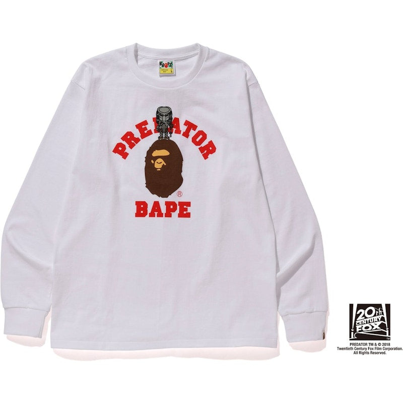 BAPE x Predator College Long Sleeve Tee White