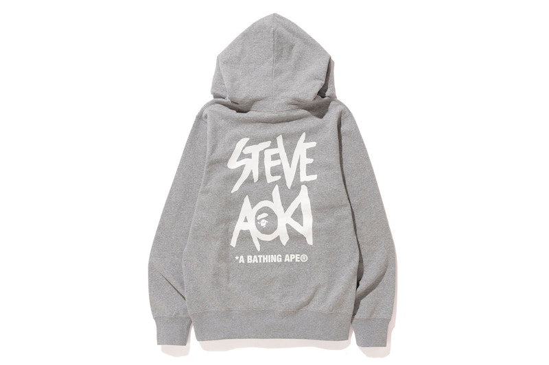 BAPE x Steve Aoki Pullover Hoodie Grey