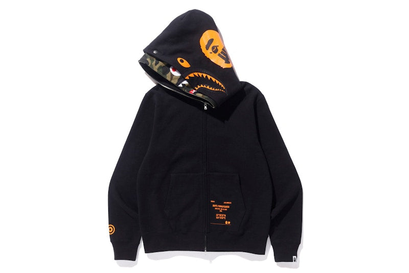 BAPE x Undefeated Double Shark Full Zip Hoodie Black