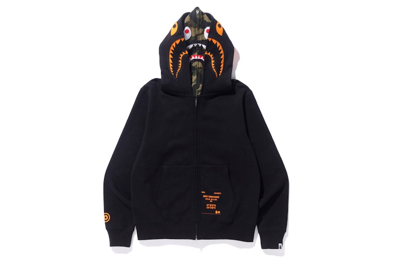 BAPE x Undefeated Double Shark Full Zip Hoodie Black