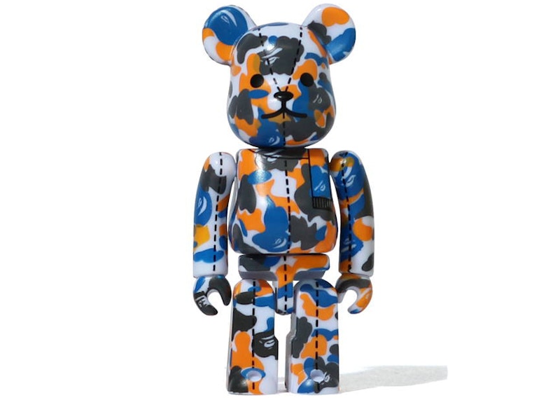 Bearbrick A Bathing Ape 28th Anniversary Camo #1 100% Blue/Orange