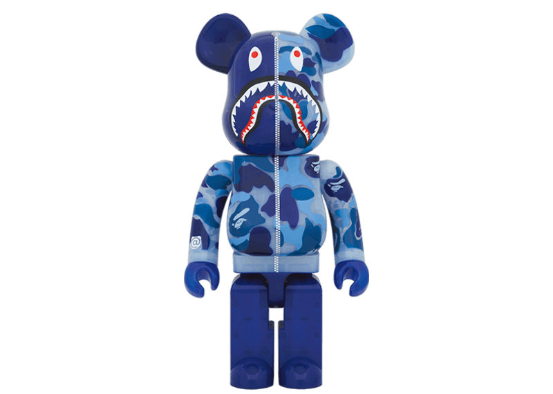 Bearbrick x BAPE ABC Camo Shark 1000% Clear Blue