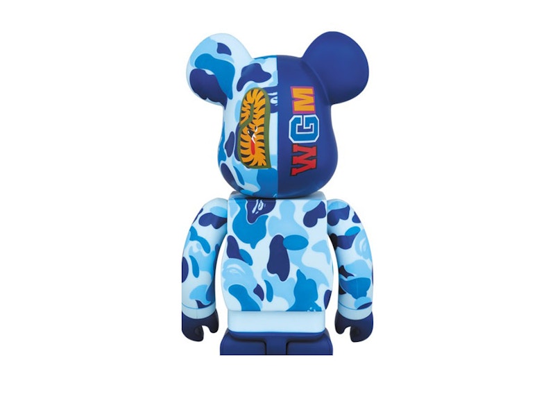 Bearbrick BAPE Camo Shark Hoodie 10th Anniversary 100% Blue