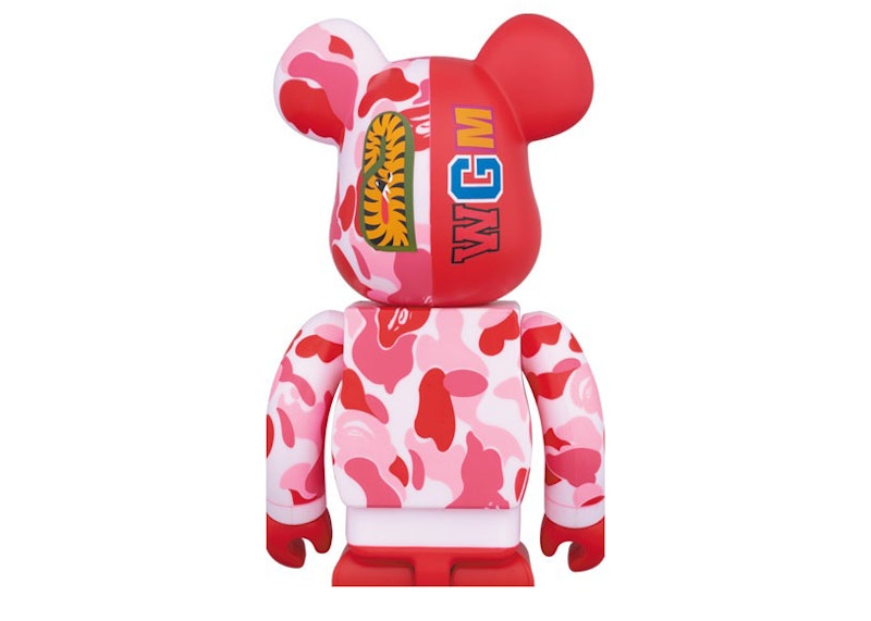 Bearbrick BAPE Camo Shark Hoodie 10th Anniversary 100% Red