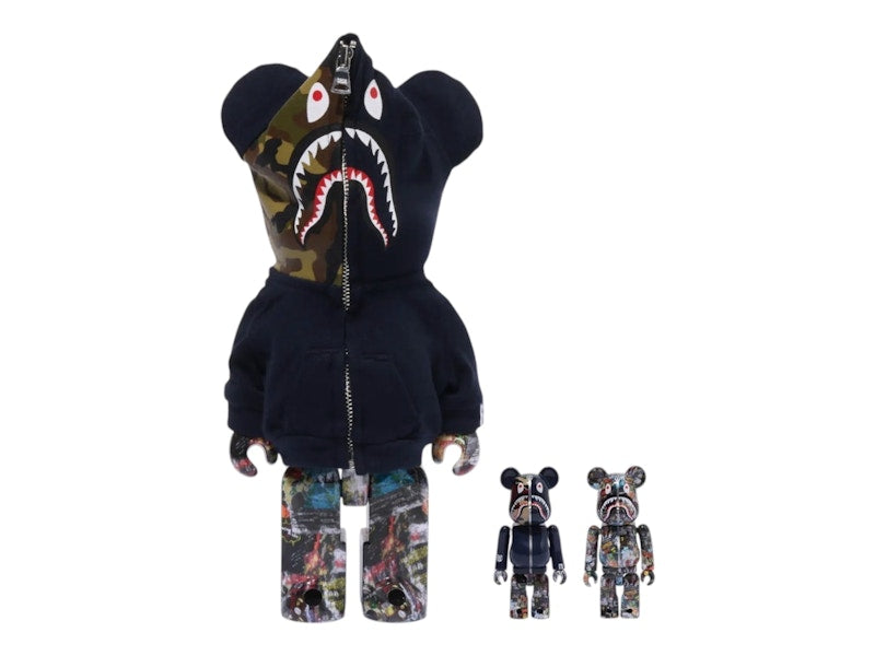 Bearbrick Bape Legacy Camo Shark 100% & 400% Set Navy