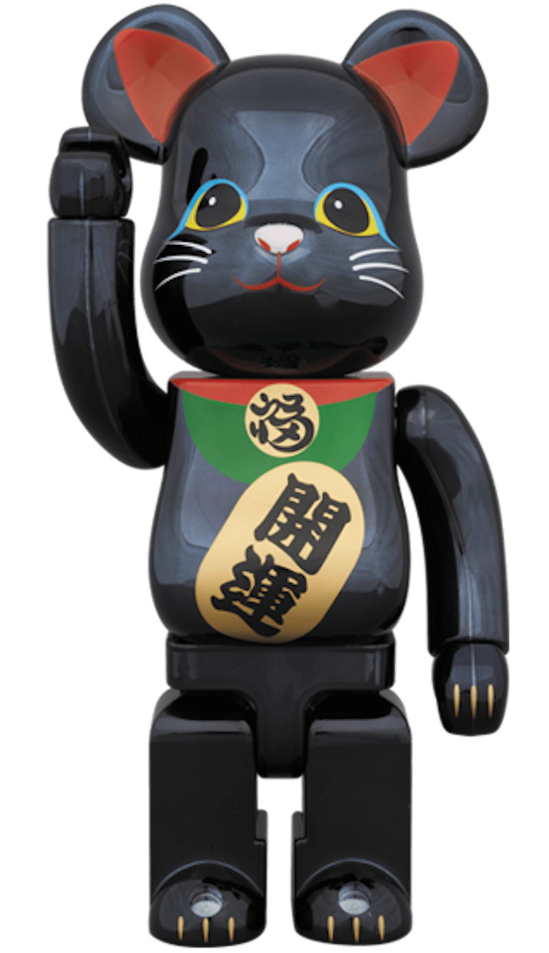 Bearbrick Beckoning Cat (Black Plating) 400% Black
