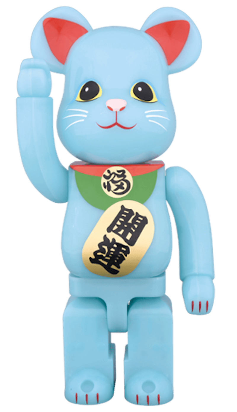 Bearbrick Beckoning Cat GITD 400% Blue