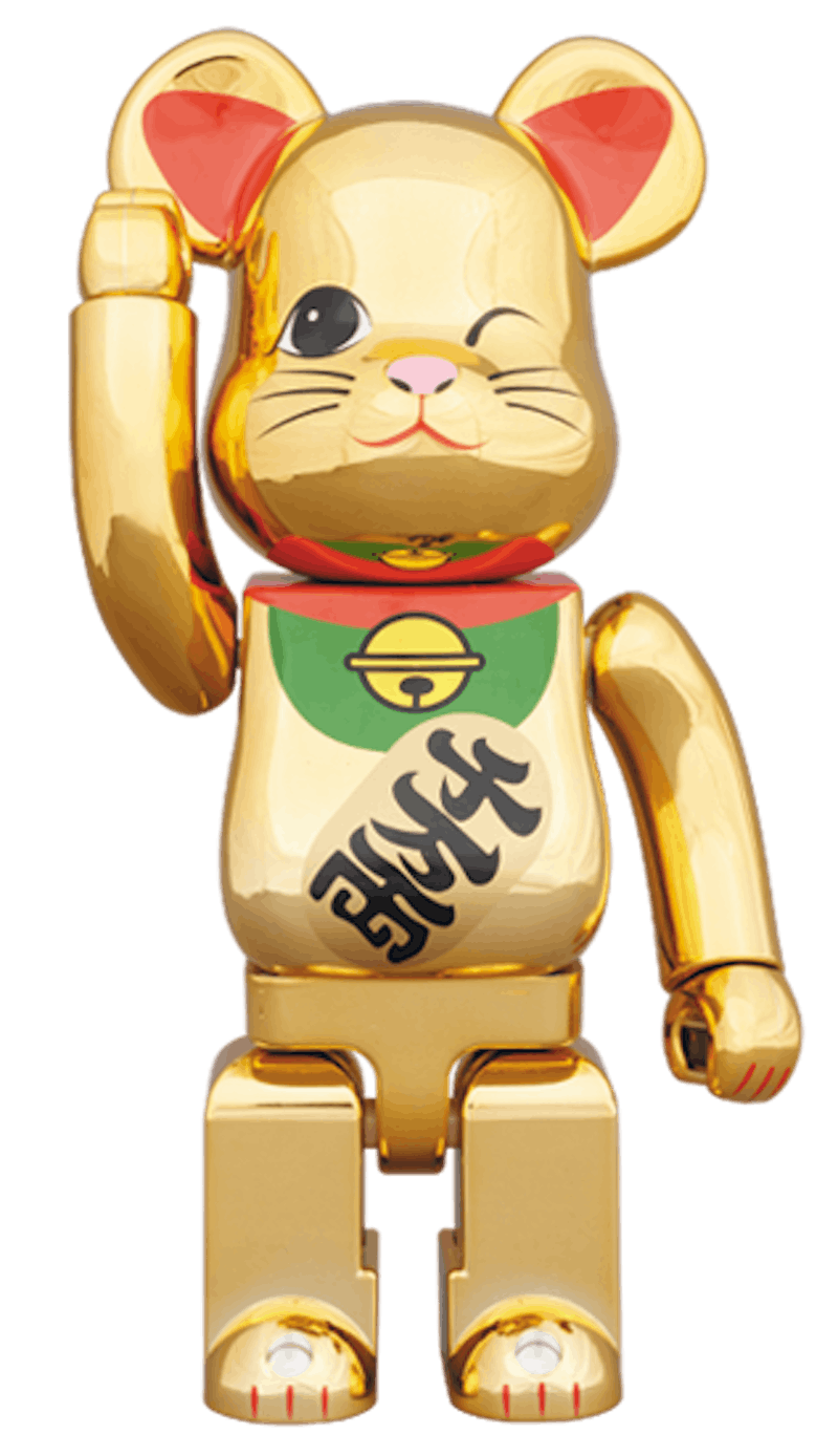 Bearbrick Beckoning Cat Gold Plating Four 400% Gold