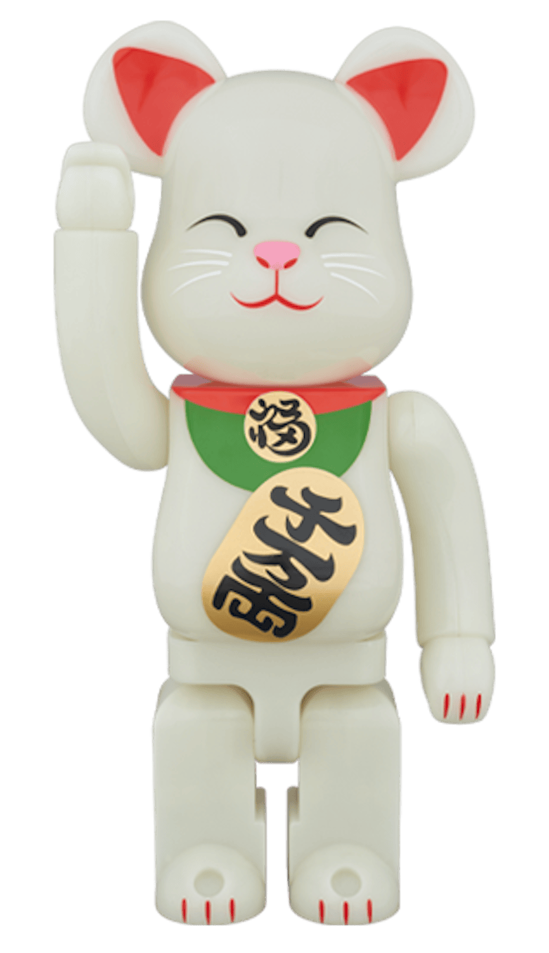 Bearbrick Beckoning Cat Luminous 400% White