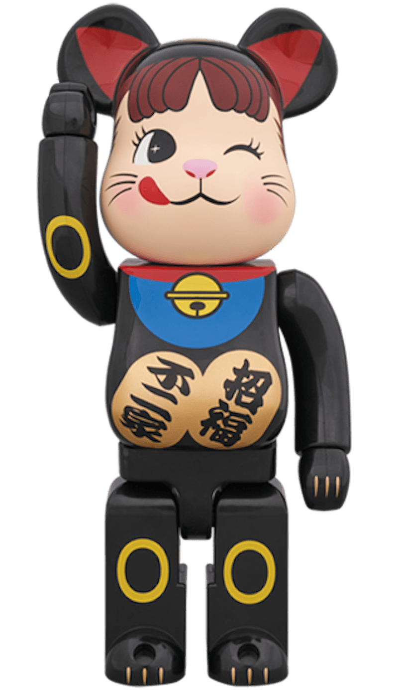 Bearbrick Beckoning Cat Peko Chan 100% & 400% Set Black