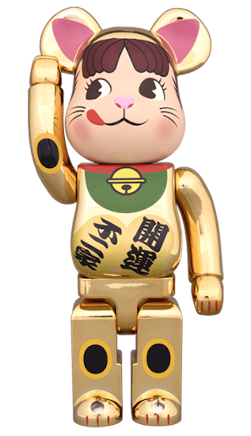 Bearbrick Beckoning Cat Peko Chan Gold Plated 100% & 400% Set Gold