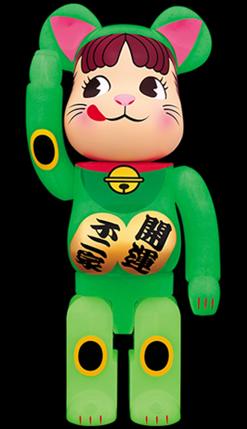 Bearbrick Beckoning Cat Peko Chan Luminous 100% & 400% Set White