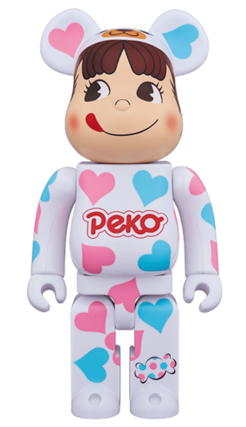Bearbrick Costume Peko-chan Heart 100% & 400% Set White